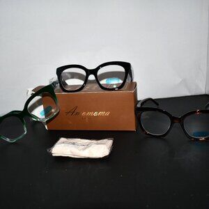 AMOMOMA Trendy Square Reading Glasses,Retro Blue Light Blocking Readers 1.5x NIB